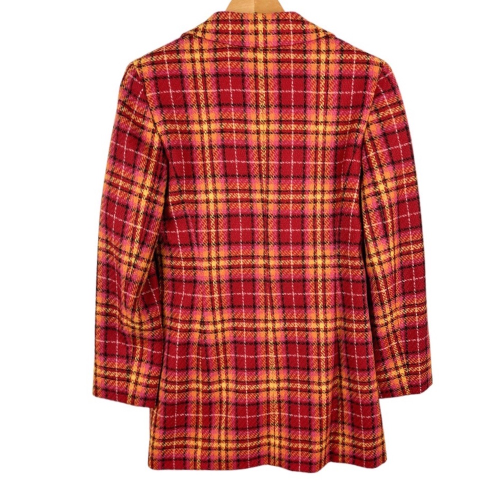 Vintage Rena Rowan Wool Longline Plaid Jacket Size 10 - Picture 3 of 10